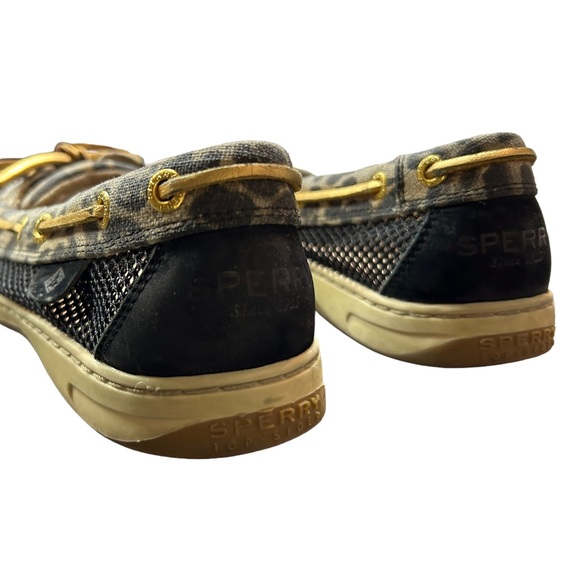SPERRY Angelfish Black & Gold Animal Print Slip On Boat Shoes Size 7.5 EUC - Picture 7 of 11